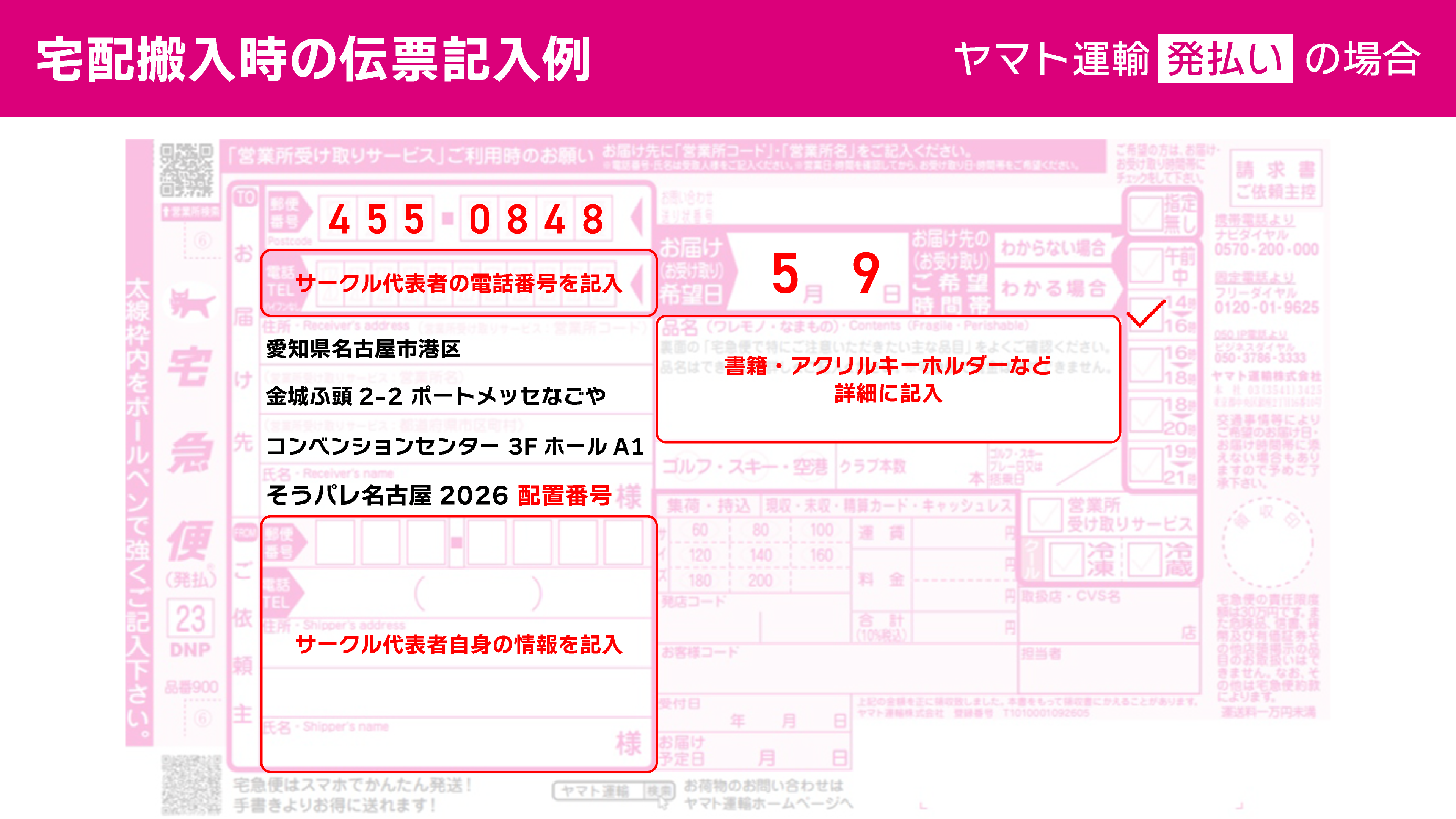 宅配伝票記入例